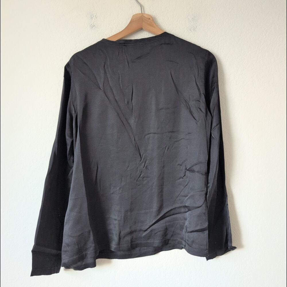 Nili Lotan Black Long Sleeve Silky Rayon Top - Size Small - Minimalist Timeless - Picture 5 of 7